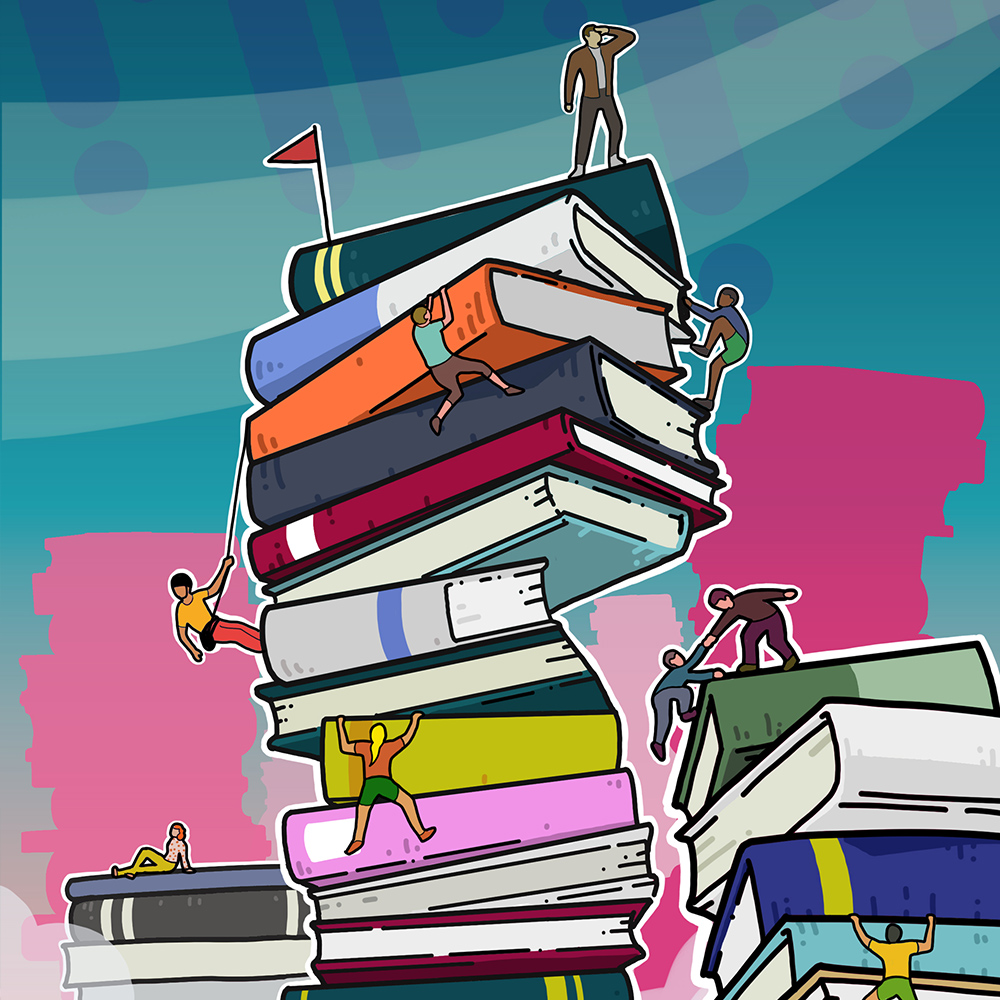 Book mountain illustration